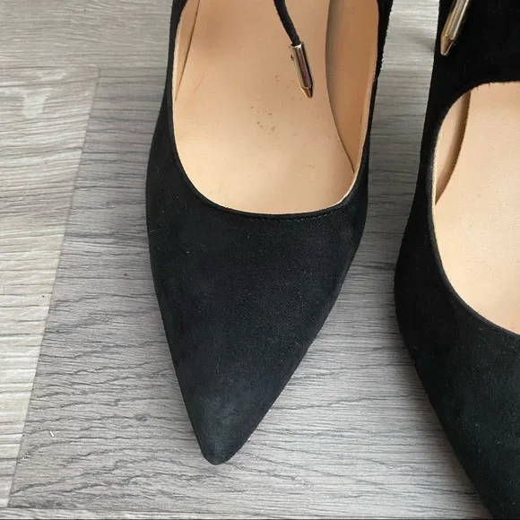 Black suede point toe lace up heels - Picture 6 of 11